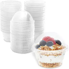 2690571 Juvale Clear Plastic Ice Cream And Yogurt Cups With Dome Lids 5 Oz 50 Pack