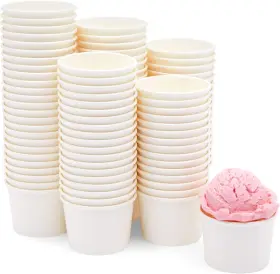 Juvale 313041768786 100-pack Disposable Paper Ice Cream Cups 5oz Dessert Bowls For Sundae Ba