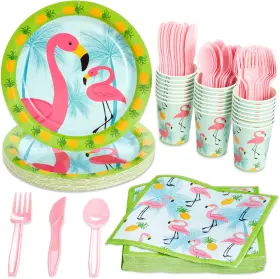 Juvale 313044550517 144-piece Pink Flamingo Birthday Party Supplies Paper Plates Napkins Cups Cu