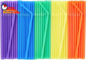 Juvale 445041446432 Flexible Plastic Drinking Straws Disposable Bendable Bulk Set For