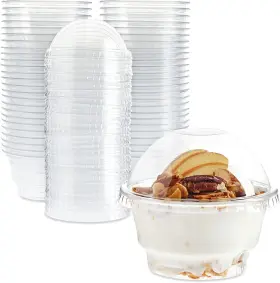Juvale 711181671674 50-pack 5 Oz Plastic Dessert Cups With Lids Clear Bulk Ice Cream Containers