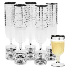 82403333 Juvale 50-pack 7oz Disposable Plastic Wine Glass Set Goblet Cups Party Supplies