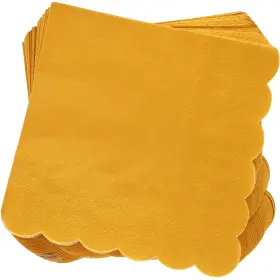 Juvale 843128101293 100 Pack Mustard Yellow Paper Napkins - Scalloped Cocktail Di