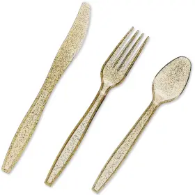Juvale 843128148779 Gold Plastic Silverware - 96-piece Set Formal Disposable Juvale 843128148779 Gold Plastic Silverware - 96-piece Set Formal Disposable