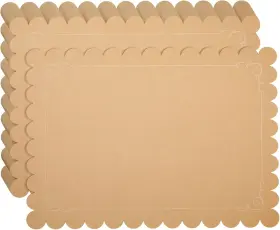 Juvale 843128183510 Disposable Scalloped Paper Placemats - Table 10 X 14 Inches Brown