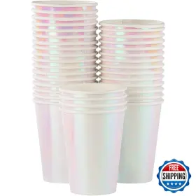 B07gfbv36n Juvale Mermaid Cups - 36 Count 12 Oz Iridescent Foil Paper Compostable