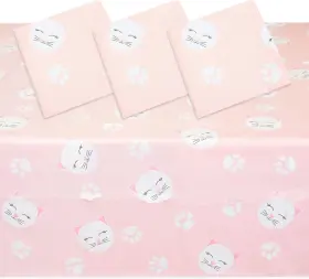 Lj-doghu-021820-11-1 Juvale 3 Pack Cat Themed Party Tablecloth Plastic Kitty Birthday Table Cover Decoratio