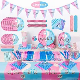 Jxhv 781827942956 Gender Reveal Party Supplies Tableware Set 275 Pcs Baby Partywar