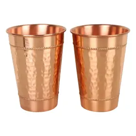 Dwc-001 Jypr Hammered Pure Copper Water Drinking Glasses Set Of 2 Large