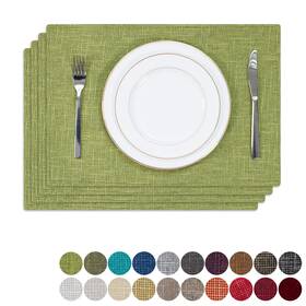 K Kevin Textile Ktcd4-c12 Spring Burlap Linen Placemats 13 Inch X 19 Set Of 4 Linden Green