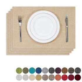 K Kevin Textile Ktcd4-c20 Burlap Linen Placemats Set Of 13 Inch X 19 4 Cream Beige