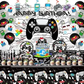 Supplies181 K-nmlhl 757611335679 Video Game Party Gamer Birthday Decorations Includes