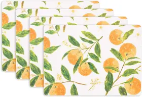 Kaf Home 844260058834 Cork Placemats 16 X 12-inch Set Citrus Oranges Print