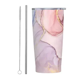 C0822-23 Kaireno Cup#c0822-23 Pink Marble Waves Tumbler Stainless Steel 20 Ounces Abstract