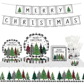Kalor 712110982540 Christmas Plates Disposable Party Set With And Napkins Cups Tableclo