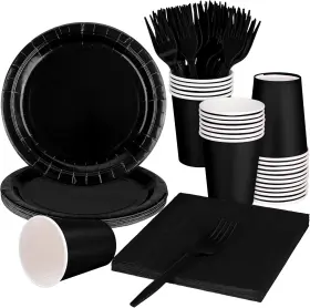 Ax2499 Kangxichen Adxco Party Supplies - Disposable Black Decorations 9 Inch Paper