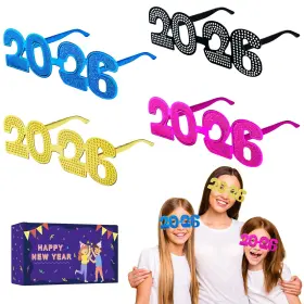 Knxn2001xy Kannove 2026 New Years Eve Glasses - 4-8-16 Pcs Happy Blue Pink Yellow Black