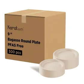 Ke-bpr09n-1cff Karat Earth Bagasse Compostable Plates - Biodegradable Natural Microwaveabl