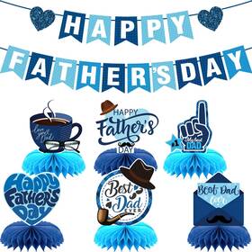Karii Kfa101 Happy Fathers Day Decorations Father Banner And 6pcs Table