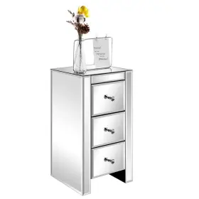 Karl Home 941228129848 Nightstand 3-drawers Design Easy To Install Rectangle 3-drawer Silver