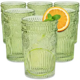 27203gn Kate Aspen Vintage Ribbed Green Drinking Glasses Set Of 13 Ounces Sage