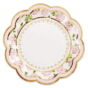 Kate Aspen 889293255003 Vintage Floral Tea Party Plates 7 Inch Pink Set Of 16 For Weddings And Showers