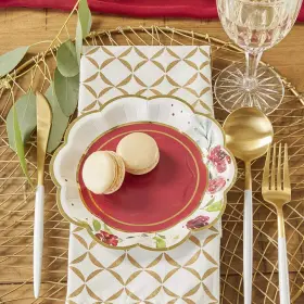 Kate Aspen 889293849585 Burgundy Blush Floral 7 Inch Decorative Premium Paper Plates Set Of 16
