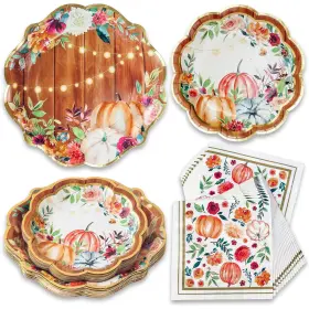 Kate Aspen 889293867343 62pc Fall/thanksgiving Tableware Set Party Kit - 16pcs 7 Inch And 9 Heavy