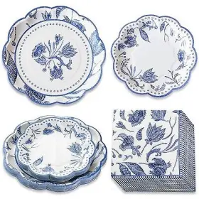 91000336 Kate Aspen Blue Willow 62 Piece Party Tableware Set 16 Guests 00259na-kit