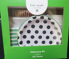 Kate Spade New York 198850042919 Black/white Paper Goods Set Plates/napkins/cups/cutlery
