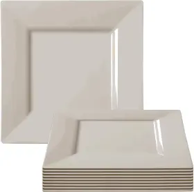 Kaya 810049103729 Elegant Ivory Square Dinner Plates - 9.5 Inch Pack Of 10 Perfect For Weddings B