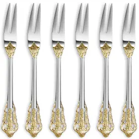 Cv-38cg-orgq Keawell Luxury 6.3 Inch Food Fork/seafood Forks 18/10 Stainless Steel Set Of 6 Fruit Pi