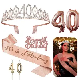 Kenjovivo 780007399696 40th Birthday Decorations For Her - 5pcs Gifts Including Tiara Crown Sa