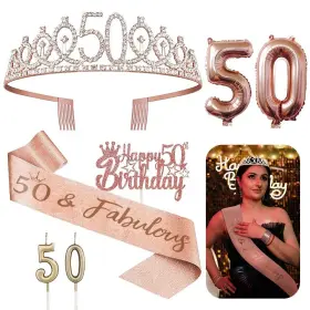 Kenjovivo 780007399702 50th Birthday Decorations For Her - 5pcs Gifts Including Tiara Crown Sa