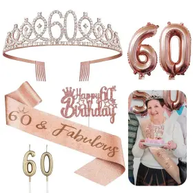 Kenjovivo 780007399719 60th Birthday Decorations For Her - 5pcs Gifts Including Tiara Crown Sa