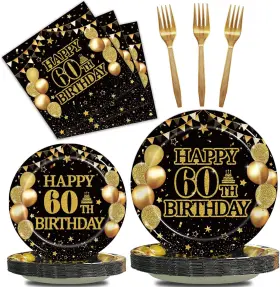 Cj-0046 Kepeel 96pcs 60th Birthday Party Tableware Set Back In 1964