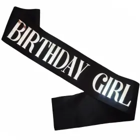 Keta00005 Ketaoo Birthday Girl Sash Silver Foil Black For Sweet 16th 18th