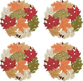 220102pm15 Keva Fall Placemats Set Of 4 15inch Round S/4-15 Multi Color