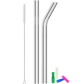 Kewlyseu 732694339141 Metal Stainless Steel Straws 4pcs 12 Inch Ultra Long Reusable Drinking Stra