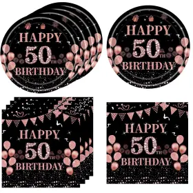 Supplies19 Khaivi 723497004794 40 Pcs 50th Birthday Decorations For Women Rose Gold Pink