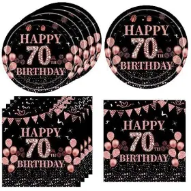 Khaivi 759041898038 70th Birthday Decorations For Women Black And Rose Gold Pink Supplie