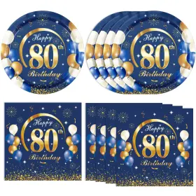 Khaivi 767552572927 40pcs 80th Birthday Decorations Formen Navy Blue An