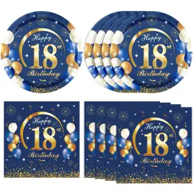 Khaivi 767552572996 40pcs 18th Birthday Decoration Men Decorations Blue And Gold Na
