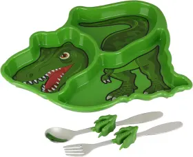 Kidsfunwares 445040314312 Funwares Engaging Kidsft Dinnerware Set Durable Divided Plate Ideal For Picky
