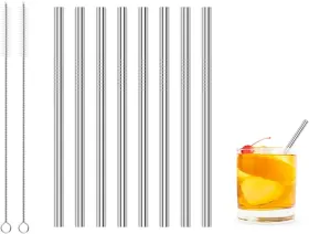 Kiemeu 445024357359 Short Metal Straws For Kids Small Reusable Cocktail Drinks 6 Mm X