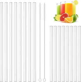 Kus202304 Kiemeu 16 Pack Clear Glass Straws Shatter Resistant 8 Short 7 Mm