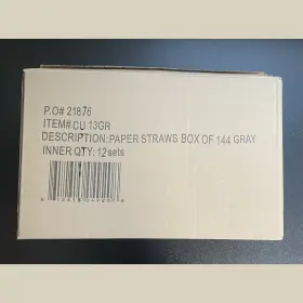 Kikkerland 612615049208 12 Sets Of Gray And White Paper Straws - 144 Per Pack