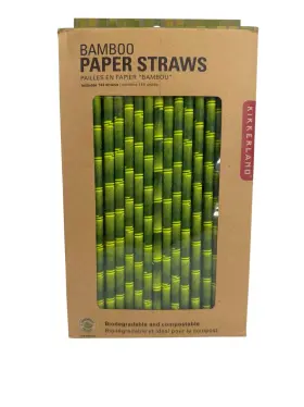 Kikkerland 612615061941 Bamboo Design Paper Straws - 144 Pieces Biodegradable Eco-friendly