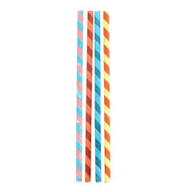 Kikkerland 612615069039 Biodegradable Party Stripes Paper Straws Multicolored Box Of 144