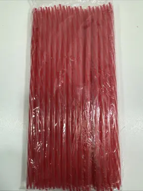 Kikkerland Design 612615085381 Red Clear Swirl Reusable 11 Inch Plastic Straws - Set Of 48